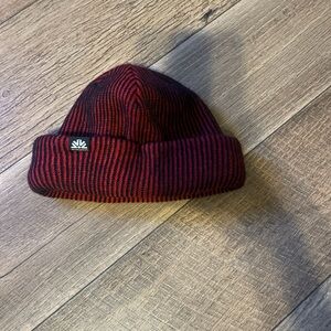 Autumn Cashmere Red and Black Striped Hat